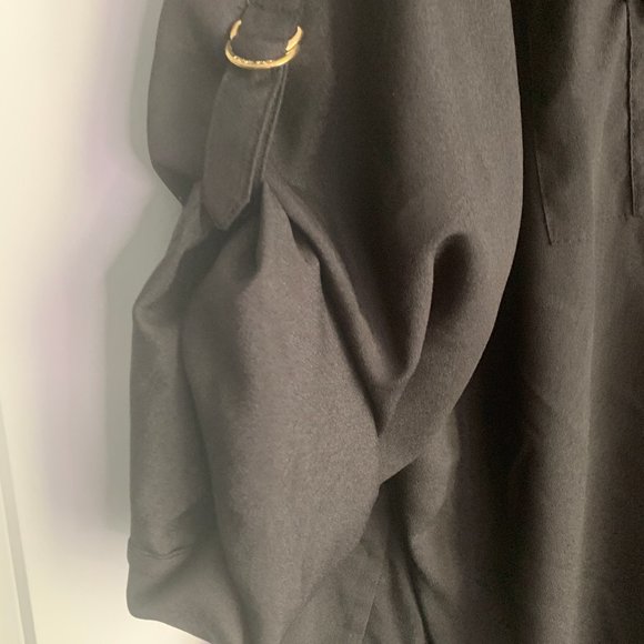 Calvin Klein Black Blouse with Gold Button Accents in Women's 3X - Picture 3 of 7